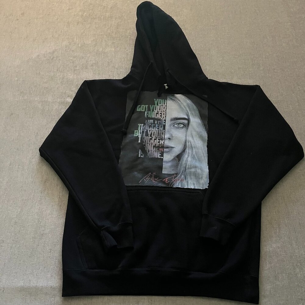 Billie Eilish Finger On The Trigger Pullover Over Hoodie Adult Large Black
